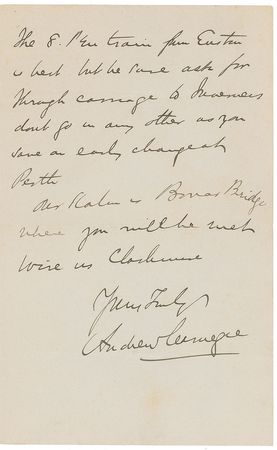 Lot #154 Andrew Carnegie Handwritten Letter Signed - Image 2