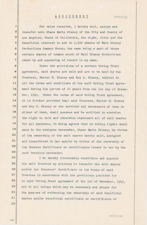 Lot #509 Walt Disney: Remarkable 1947 twice-signed Disney family document - Image 2