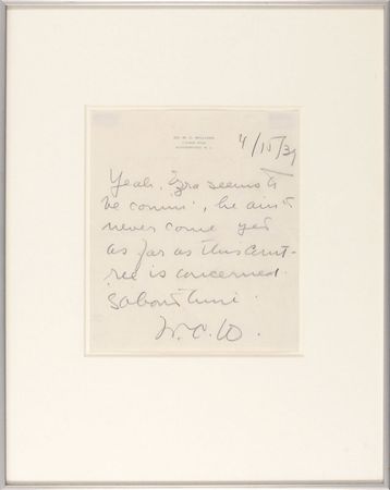 Lot #568 William Carlos Williams: “Yeah, Ezra seems to be comin’, he ain’t never come yet” - Image 1