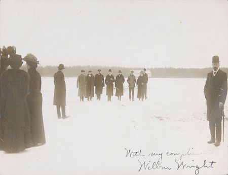 Lot #371 Wilbur Wright: Rare 1908 photo of Wright at Camp d’Auvours - Image 1