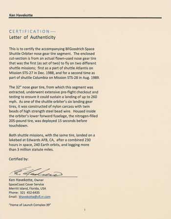 Lot #599 STS-27/28 Shuttle Tire Orbiter Segments - Image 2