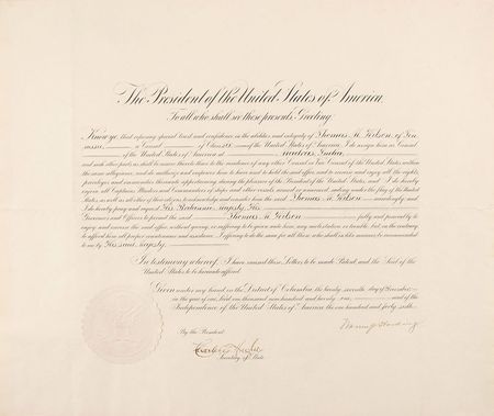 Lot #90 Warren G. Harding: Scarce Harding–Hughes diplomatic appointment - Image 1