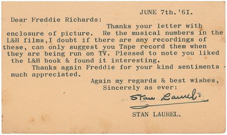 Lot #925 Stan Laurel Letters - Image 1