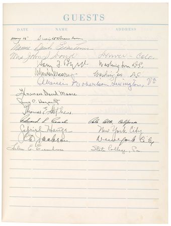 Lot #61 Dwight D. Eisenhower USS Williamsburg Guest Logbook: Guest book from the presidential yacht USS Williamsburgâ??including presidents, foreign dignitaries, and military figures - Image 7