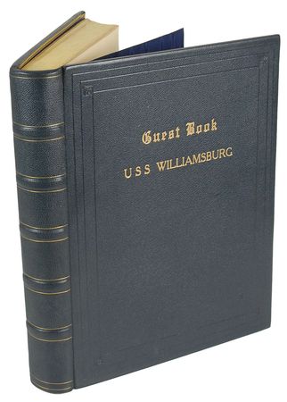 Lot #61 Dwight D. Eisenhower USS Williamsburg Guest Logbook: Guest book from the presidential yacht USS Williamsburgâ??including presidents, foreign dignitaries, and military figures - Image 8