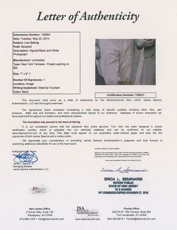 Lot #955 Lou Gehrig: Unique spring training photo of Gehrig in 1938?his last full season - Image 4