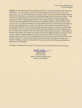 Lot #389 Apollo 15: Apollo 15 Robbins medal made from the storied ?1715 Spanish Plate Fleet? silver - Image 4