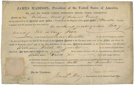 Lot #7 James Madison Signed Document