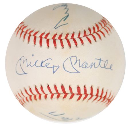 Lot #958 Mantle, Mays, and Snider Baseball - Image 1