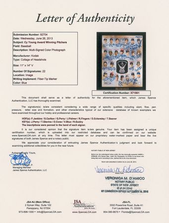 Lot #1002 Cy Young Award Winners Signed Photograph - Image 2