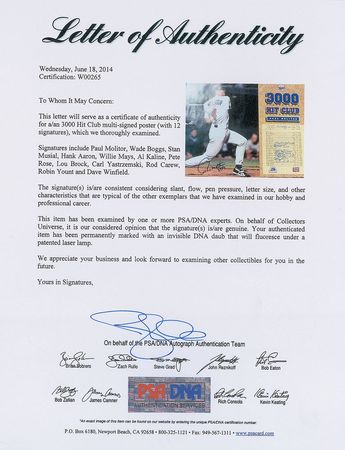 Lot #974 Baseball: 3000 Hit Club Poster - Image 2