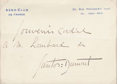 Lot #356 Alberto Santos-Dumont Signature - Image 1