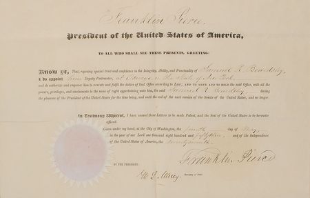Lot #19 Franklin Pierce Signed Document - Image 2