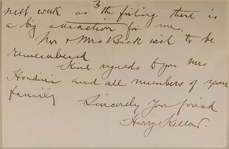 Lot #861 Harry Kellar: Extraordinary letter to Houdini: “I had Billy Sunday and family at dinner at my house today & showed them the Tea Kettle and other stunts” - Image 2