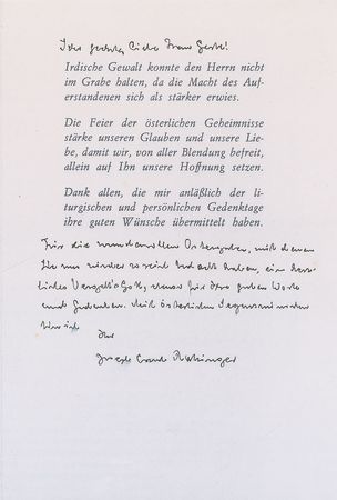 Lot #220 Pope Benedict XVI Handwritten Letter Signed - Image 1