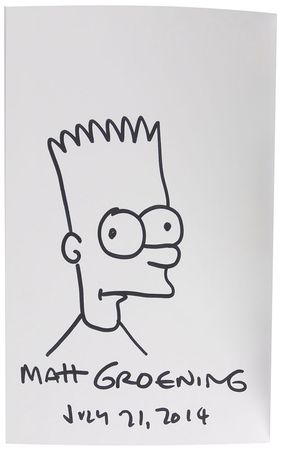 Lot #617 Matt Groening Sketch in Book - Image 1