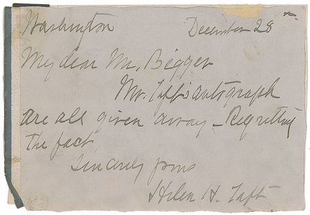 Lot #87 William and Helen Taft Signatures - Image 2