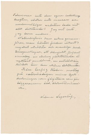 Lot #648 Selma Lagerlof Signed Manuscript - Image 2
