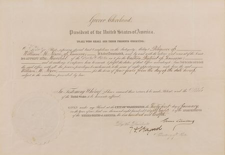 Lot #39 Grover Cleveland Signed Document - Image 1