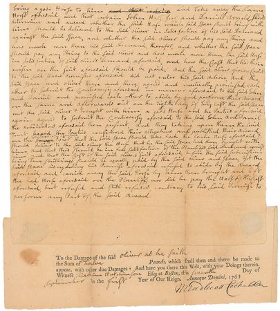 Lot #4 John Adams: Crisply endorsed 1761