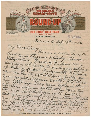 Lot #148 William F. ?Buffalo Bill? Cody: The Wild West showman is forced to sell ?the Irma Hotel? and ?a hotel of mine called Pahaska Tepee? - Image 1