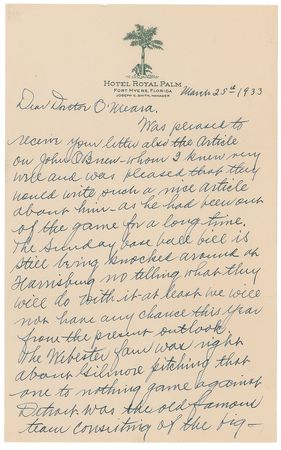 Lot #954 Connie Mack: “The old famous team consisting of the big four: Ed Hanlon was captain, Brouthers, Richardson, Rowe & White was a great team” - Image 1