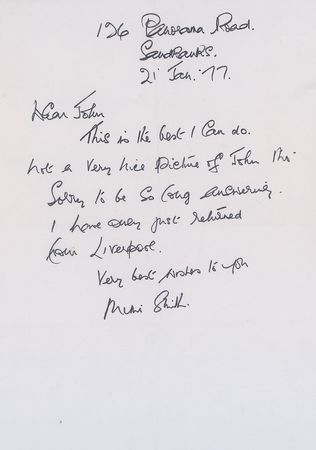 Lot #805 Beatles: Mimi Smith Handwritten Letter Signed - Image 1