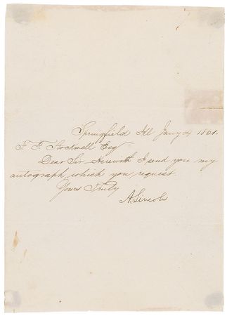 Lot #21 Abraham Lincoln: President-elect Lincoln signs from Springfield - Image 2