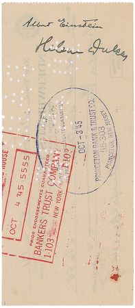 Lot #160 Albert Einstein: Rare 1945 check endorsed in full - Image 1