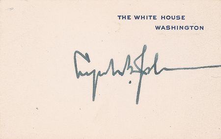 Lot #73 Lyndon B. Johnson: Excessively rare LBJ White House card - Image 1