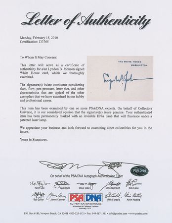 Lot #73 Lyndon B. Johnson: Excessively rare LBJ White House card - Image 3