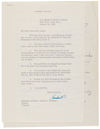 Lot #94 Herbert Hoover Handwritten Draft and Typed Letter Signed - Image 1