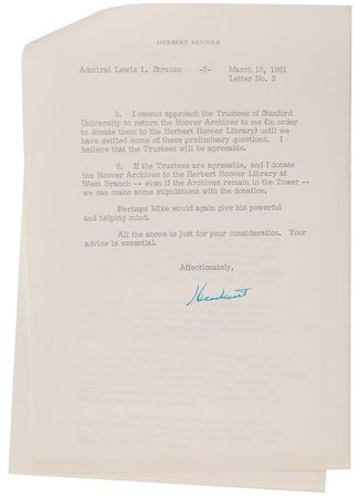 Lot #48 Herbert Hoover: “The left-wing faculty in Stanford University is constantly conspiring to get control of the Hoover Institution” - Image 4