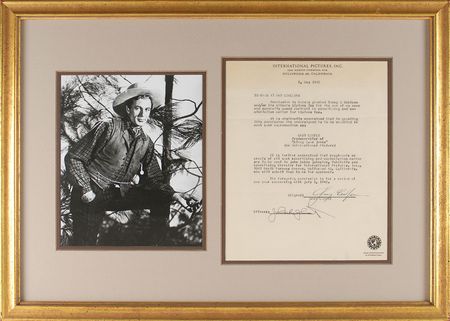 Lot #901 Gary Cooper Signed Document - Image 1