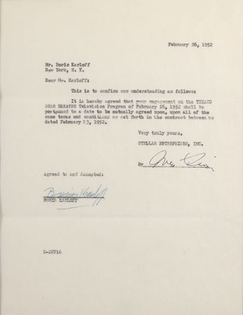 Lot #860 Boris Karloff Signed Document - Image 2