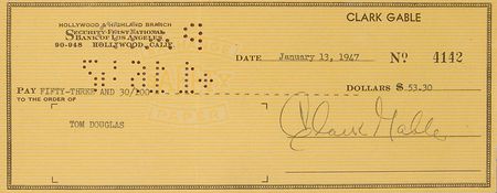 Lot #910 Clark Gable Check - Image 1