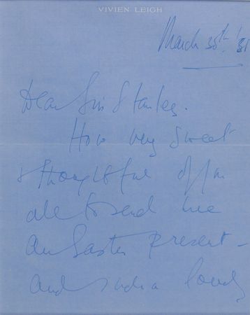 Lot #926 Vivien Leigh Handwritten Letter Signed - Image 2
