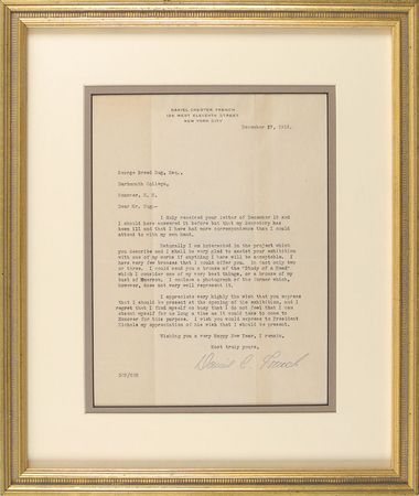 Lot #443 Daniel Chester French Typed Letter Signed - Image 1
