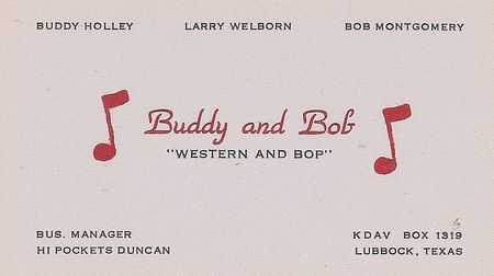 Lot #823. Buddy Holly Business Card