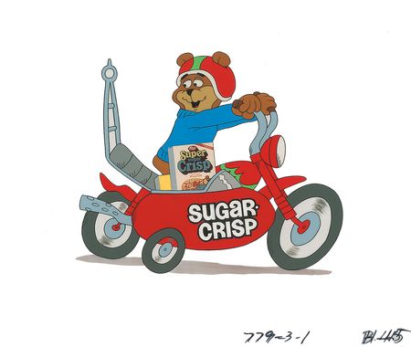 Lot #1078 Sugar Bear production cel and matching drawing from a Super Sugar Crisp TV Commercial - Image 1