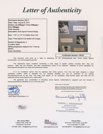 Lot #980 DiMaggio Brothers Signatures - Image 2