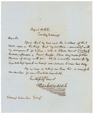 Lot #637. Charles Dickens: Beautifully penned letter to Poe&rsquo;s relative