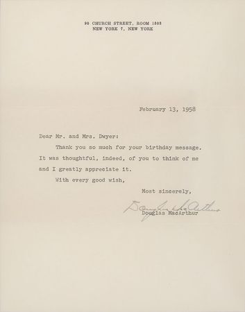 Lot #349 Douglas MacArthur Typed Letter Signed - Image 2