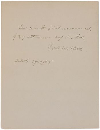 Lot #258 Frederick Cook Signed Note - Image 1
