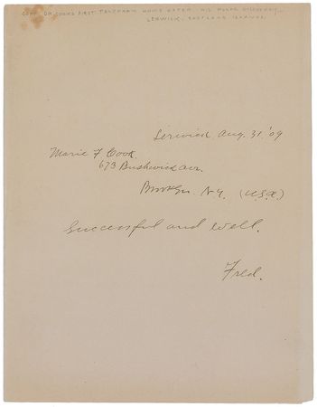 Lot #258 Frederick Cook Signed Note - Image 2