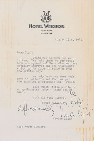 Lot #927 Vivien Leigh Program and Typed Letter Signed - Image 1