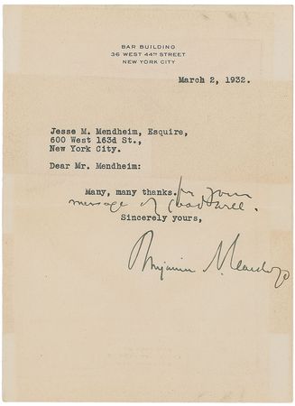 Lot #236 Supreme Court: Benjamin Cardozo Letters - Image 5