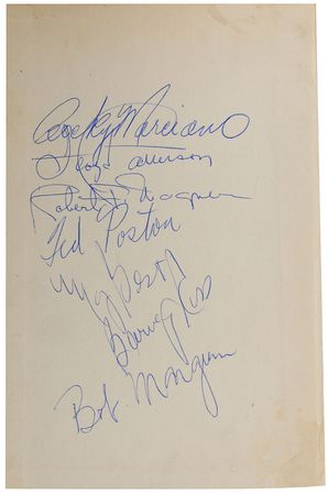 Lot #965 Jackie Robinson and Rocky Marciano: Robinson and Marciano sign Kerouacâ€™s Doctor Sax - Image 2
