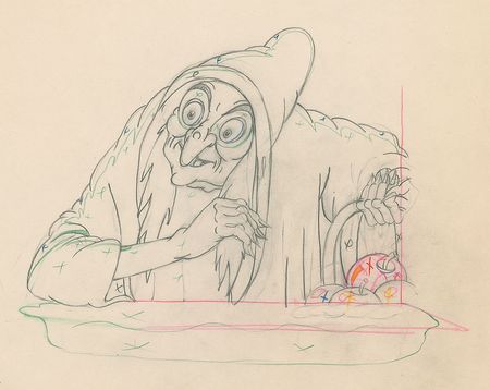 Lot #491 Wicked Witch production drawing from Snow White and the Seven Dwarfs Production Drawing - Image 1