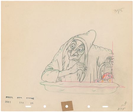 Lot #491 Wicked Witch production drawing from Snow White and the Seven Dwarfs Production Drawing - Image 2